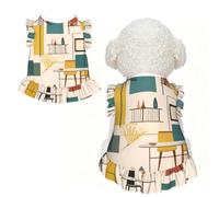 L Pet Sleeveless Mid Century Modern Print T-Shirt Skirt Clothes | Small Medium Cats Puppy Chihuahua Yorkie Dachshund French Bulldog - Lightweight Tank Top Dog Shirt Soft Stretchy Vest