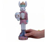 (L, Pink) Easter Bunny Statues Traditional Nut Cracker Soldier Rabbit Figurines Spring Tabletop Ornaments Centerpieces
