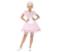 (L, Pink/White) Smiffys Womens/Ladies 50s Diner Costume Set