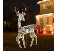 (L) Plane,Not 3D,Christmas Reindeer Outdoor Landscape Lights Xmas Decor Glittering Elk Iron