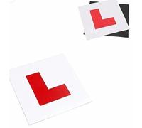 L-Plate Magnetic Learner Driver Signs, White and Red, Set of 2