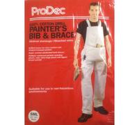 (L) ProDec Painters Bib and Brace Overalls White With Pouch Decorators Coveralls