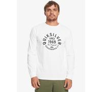 (L) Quiksilver Mens LS Cotton Crew Neck T-Shirt ~ Circled Script white