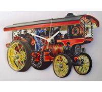 L R Showman Traction Engine Wood Tone Rectangular Mantel Clock - WT31