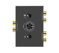 L/R Stereo Audio Switcher 2X1/1X2 Bi-Directional No External Power | Aluminum alloy,compact,plug and play,one-key mute,20Hz-20KHz,includes 1.5m cable and manual,Stereo