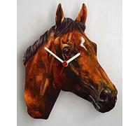 L R Thoroughbred Horse Clock - HO23, 25cm x 20cm, Brown