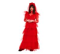 (L, Red) Beetlejuice Womens/Ladies Lydia Deetz Wedding Costume Dress