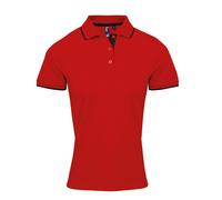 Premier Womens/Ladies Contrast Coolchecker Polo Shirt (Red/Black) - Size Large