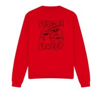 (L, Red) Sesame Street Unisex Adult Group Crunch Sweatshirt