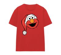 (L, Red) Sesame Street Womens/Ladies Elmo Santa Hat Christmas T-Shirt