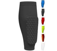 (L, red) Shin Defender KidsShindefender Compression Sleeve with Honeycomb Pads