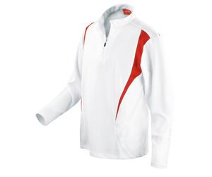 (L, Red/White) Spiro Unisex Adult Trial Zip Neck Training Top