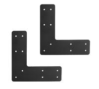 L Right Angle Bracket 2pcs,10x10 Inch Mending Plate Flat Straight Steel L Shape Bracket,Black Powder Coated Post to Beam Connectors for Repair Wooden House,Furniture,Pergola,Truss framing…
