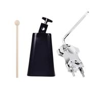 L Rod Holder for Expanding Drum Sets Enabling Secure Mounting of Tambourines Includes Metal Cowbell and Stick Metal Cowbell