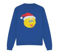 (L, Royal Blue) Sesame Street Unisex Adult Big Bird Scribble Christmas Sweatshirt