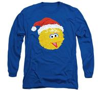 (L, Royal Blue) Sesame Street Unisex Adult Big Bird Scribble Long-Sleeved Christmas T-Shirt