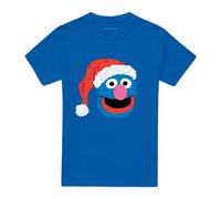 (L, Royal Blue) Sesame Street Unisex Adult Grover Scribble Christmas T-Shirt