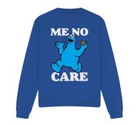 (L, Royal Blue) Sesame Street Unisex Adult Me No Care Cookie Monster Sweatshirt