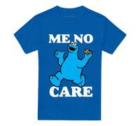 (L, Royal Blue) Sesame Street Unisex Adult Me No Care Cookie Monster T-Shirt