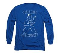 (L, Royal Blue) Sesame Street Unisex Adult Simple Cookie Long-Sleeved T-Shirt