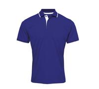(L, Royal/White) Premier Mens Contrast Coolchecker Polo Shirt