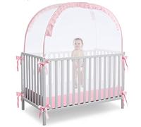 L RUNNZER Baby Safety Pop Up Tent Cover Crib,See Through Crib and Nursery Soft Mesh Cover,Net with Viewing Window to Keep Baby in