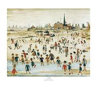 L S Lowry Art Print - At the Seaside (Paper type: 315gsm Watercolour art board, Image size: 322mm x 392mm (12.5" x 15.5"))