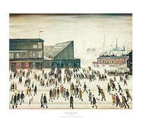 L S Lowry Art Print - Going to the Match (Paper type: 315gsm Watercolour art board, Image size: 322mm x 415mm (12.5" x 16.33"))