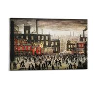 L. S. Lowry Famous Work Poster Our Town By Painting On Canvas Wall Art Scroll Picture Print Living Room Walls Decor Homes 08x12inch(20x30cm)