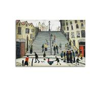 L. S. Lowry Famous Work Poster Steps at Wick Artworks Canvas Room Aesthetic Wall Art Prints Home Modern Decor 24x36inch(60x90cm)