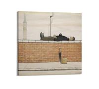 L. S. Lowry Painter Works (Man Lying on A Wall) Art Posters Print Photo Art Canvas Home Decorative Bedroom Modern Decors 16x16inch(40x40cm)