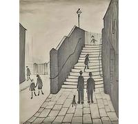 L S Lowry photo A4 the railway steps ramsbottom