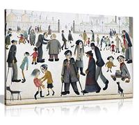L.S Lowry The Cripples Painting Canvas Print Wall Art Picture Home Decor (18x12in)