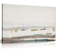 L.S Lowry The Estuary Painting Canvas Print Wall Art Picture Home Decor (36x24in)