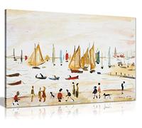 L.S Lowry Yachts Painting Canvas Print Wall Art Picture Home Decor (30x20in)