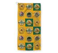 L&S PRINTS BRITISH MADE GIFTS Australian Rugby Union Legends Golf Towel, Wallabies and Cricket Design, Yellow and Green