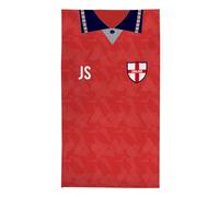 L&S PRINTS BRITISH MADE GIFTS Personalised England 1990 Away Classic Retro Beach Towel Microfibre 150cm x 75cm Fan Gift 90's Football Memorabilia (unofficial)