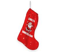 L&S PRINTS BRITISH MADE GIFTS Santa is a Gooners Fan Christmas Stocking, Red Festive Holiday Decoration with Snowflake Pattern, Standard Size