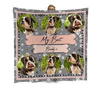 L&S PRINTS Extra Large Personalised Dog Luxury Photo Blanket | Pet Paw Print Design Custom Fleece Throw | Memorable Pet Collage | 150cm x 150cm King Size| Made In England