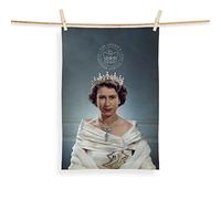 L&S PRINTS FOAM DESIGNS Official Platinum Jubilee Emblem - Queen Elizabeth Portrait - Kitchen Tea Towel - Made in England from 300gsm microfibre towelling | Jubilee Commemorative Memorabilia Gift