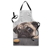 L&S PRINTS FOAM DESIGNS PUG DOG WITH BISCUIT DESIGN APRON KITCHEN BBQ COOKING PAINTING MADE IN YORKSHIRE