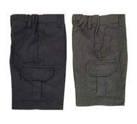 L S U 2 Pairs of Boys Cargo School Shorts Adjustable Waist Grey Black Half Elasticated 2-17 Years (UK, Age, 10 Years, 11 Years, Regular, Black)