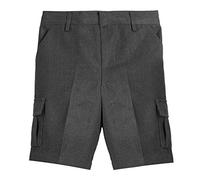 L S U 2 Pairs of Boys Cargo School Shorts Adjustable Waist Grey Black Half Elasticated 2-17 Years (UK, Age, 6 Years, 7 Years, Regular, Grey)