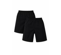 L S U Boys School Shorts Pack of 2 Kids Full Elasticated Waist Pull Up Black Grey Uniform Short (Black, 3-4 Years)
