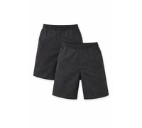 L S U Boys School Shorts Pack of 2 Kids Full Elasticated Waist Pull Up Black Grey Uniform Short (Grey, 10-11 Years)