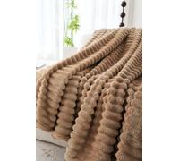 L S U Chunky Ribbed Cord Throw Blanket Fleece Warm Cozy Sofa Bed Throw Double,King Size (king beige)