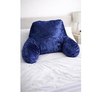 L S U Crushed Velvet Reading Pillow with Arms - Supportive Lumbar Back Cushion for Sitting Up in Bed, Sofa, Gaming & Relaxation (navy)
