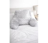 L S U Crushed Velvet Reading Pillow with Arms - Supportive Lumbar Back Cushion for Sitting Up in Bed, Sofa, Gaming & Relaxation (silver)