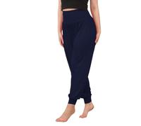 L S U Girls Harem Trousers Stretchy High Waist Baggy Pants Yoga Dance Casual Wear Kids Pilates Pants (NVY 11-12) Navy