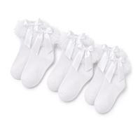 L S U Girls Lace Tu tu Socks Kids Cotton Rich Ruffle Frilly Ankle Socks for School, Casual, Dance & Party Wear (white (9-12) PK3)